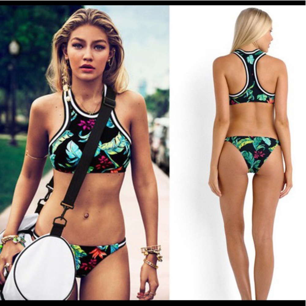 Seafolly Tropical Leaf Print High Neck Bikini